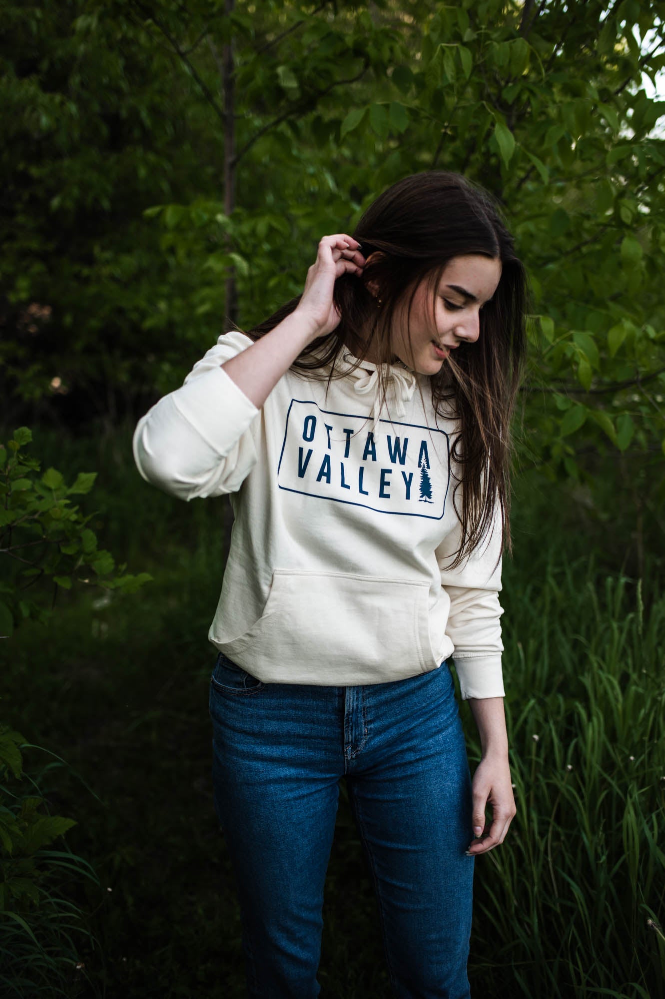 OVA Tree Hoodie - Ivory/Navy