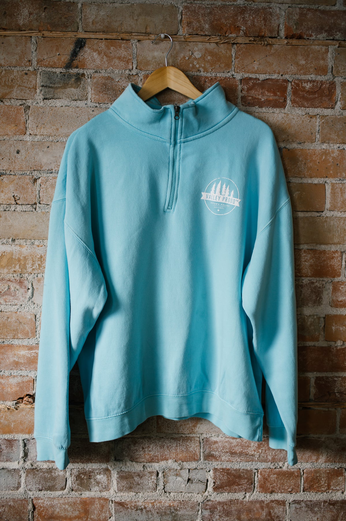 Valley Proud 1/4 Zip - Teal &amp; White