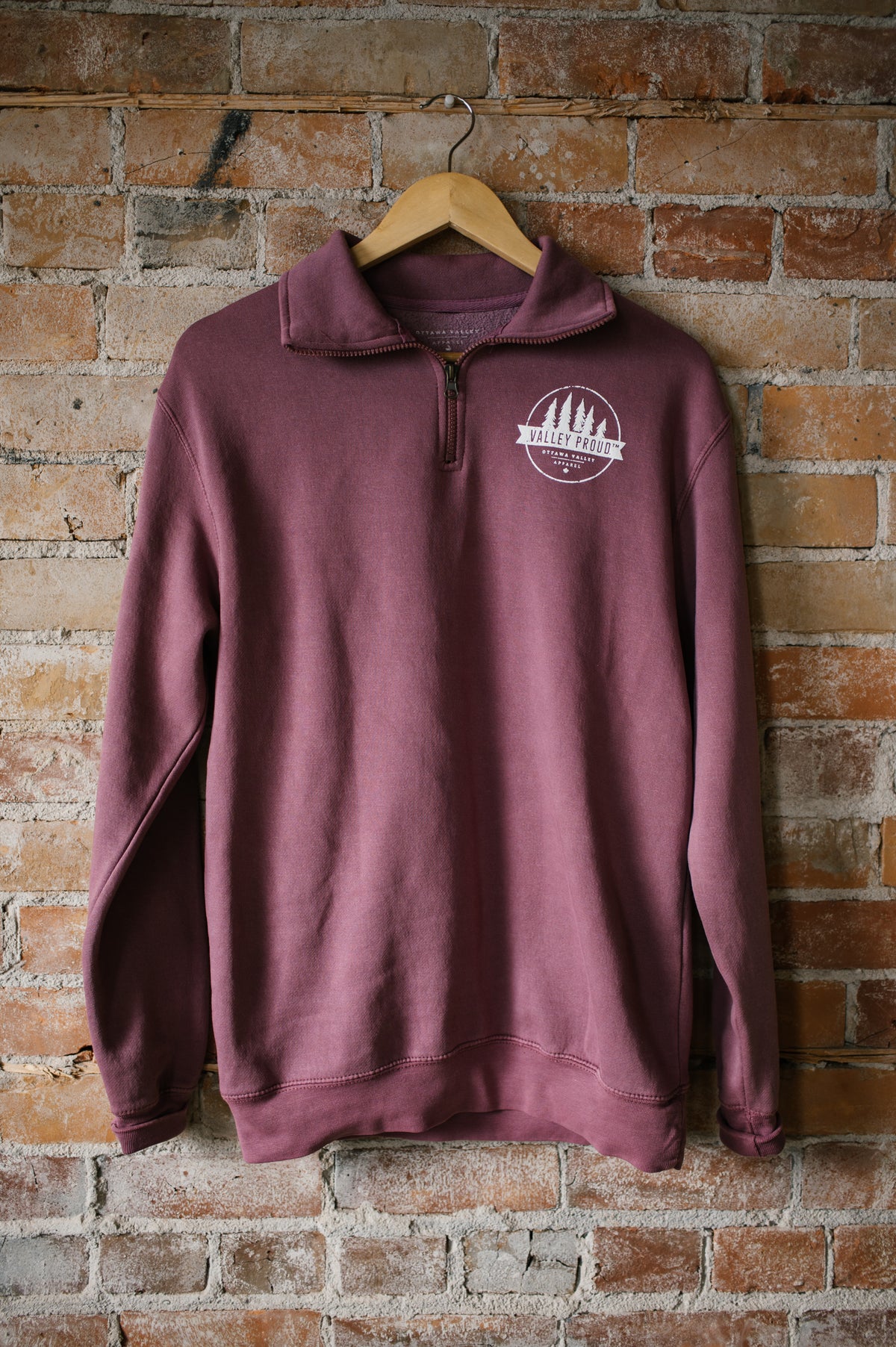 Valley Proud 1/4 Zip - Rose &amp; White