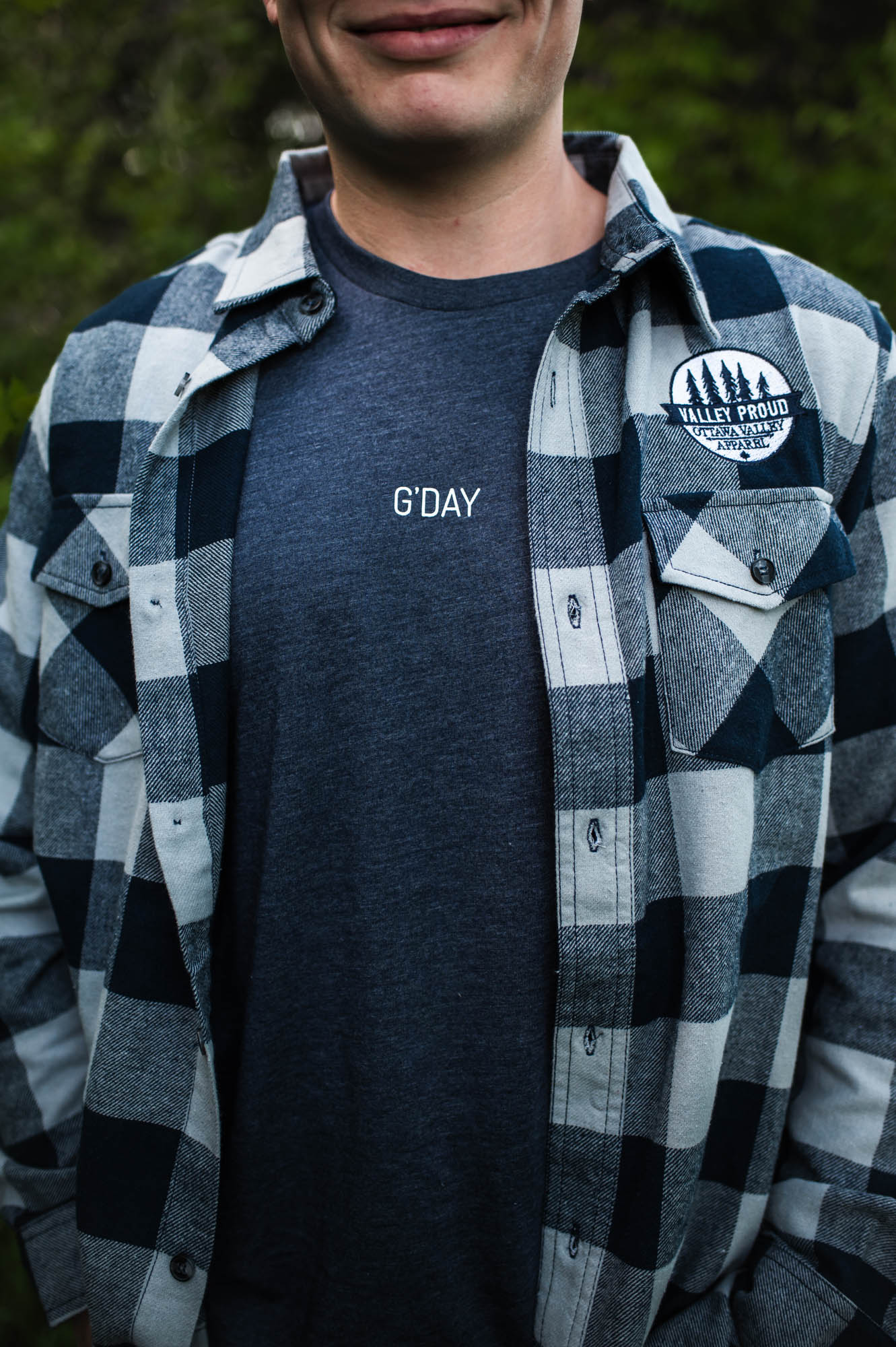 Valley Proud Men’s Flannel Shirt - Navy & Grey