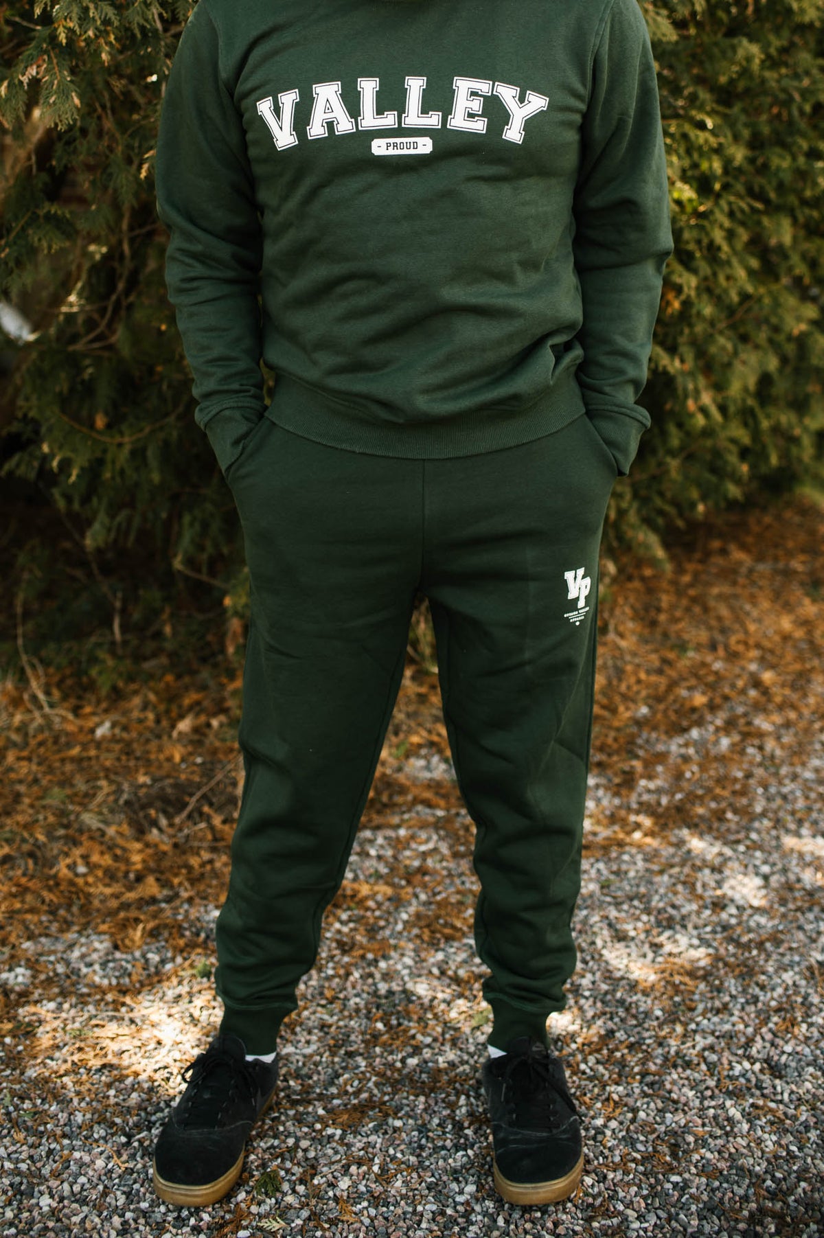 Valley Proud Varsity Crewneck Sweatshirt - Forest Green &amp; White