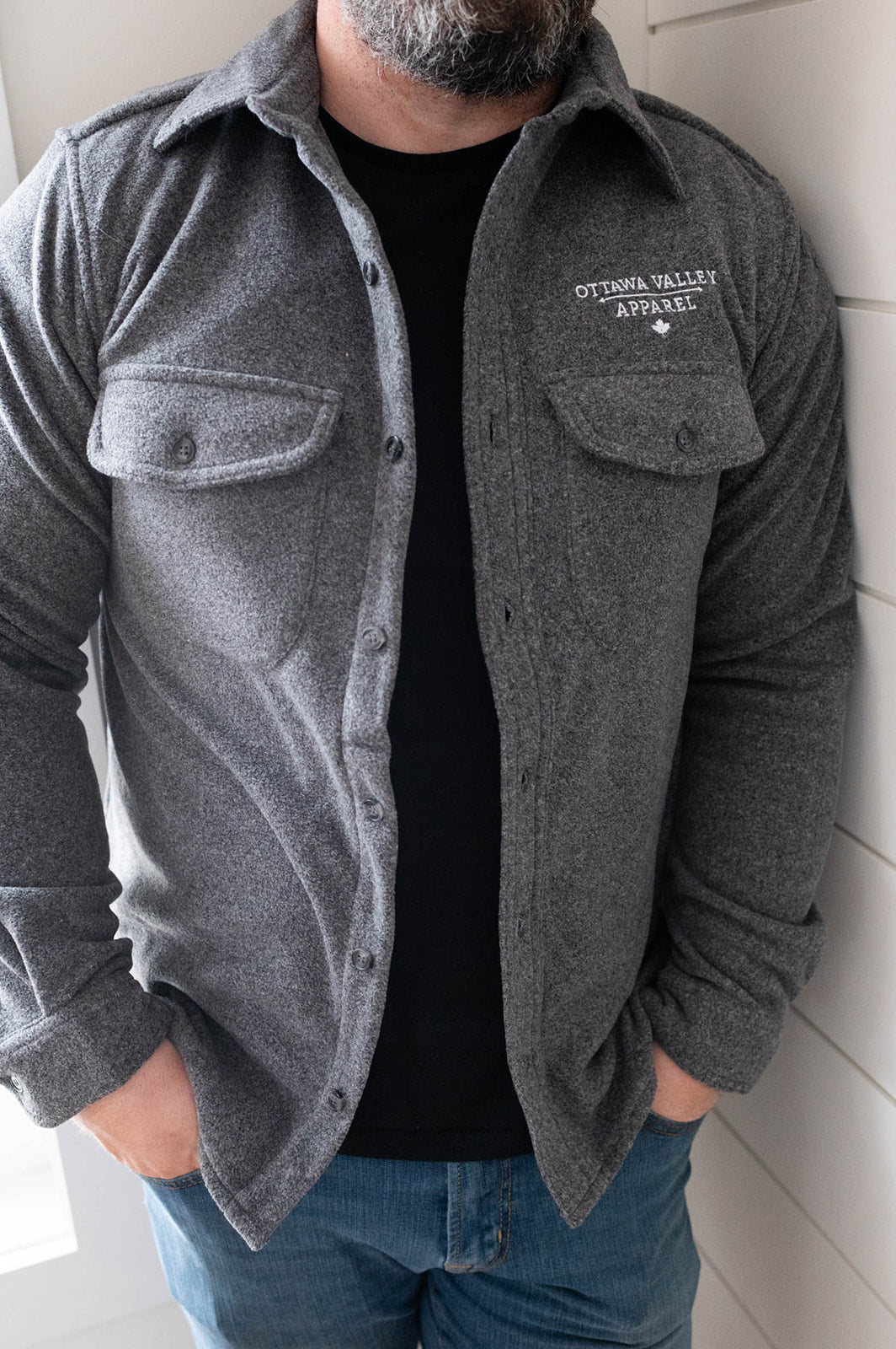 OVA Men&#39;s Solid Lumberjacket - Charcoal Grey