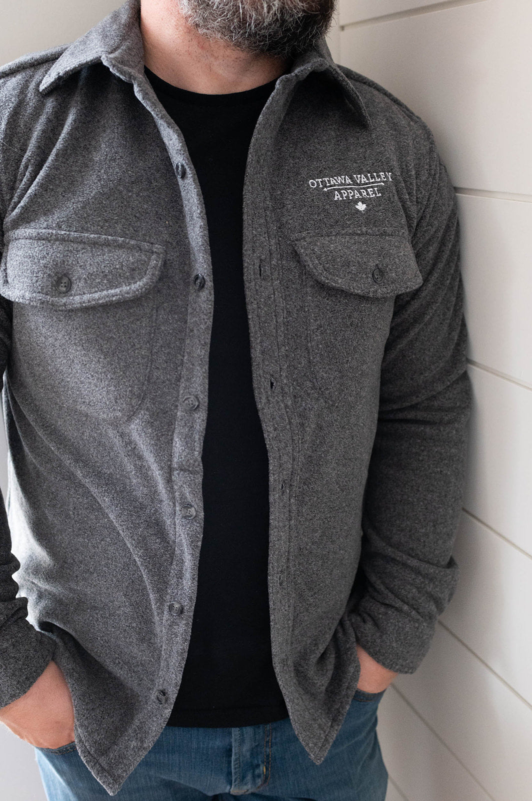 OVA Men&#39;s Solid Lumberjacket - Charcoal Grey