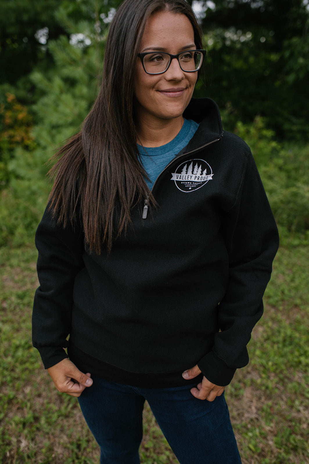 Valley Proud 1/4 Zip - Black &amp; White