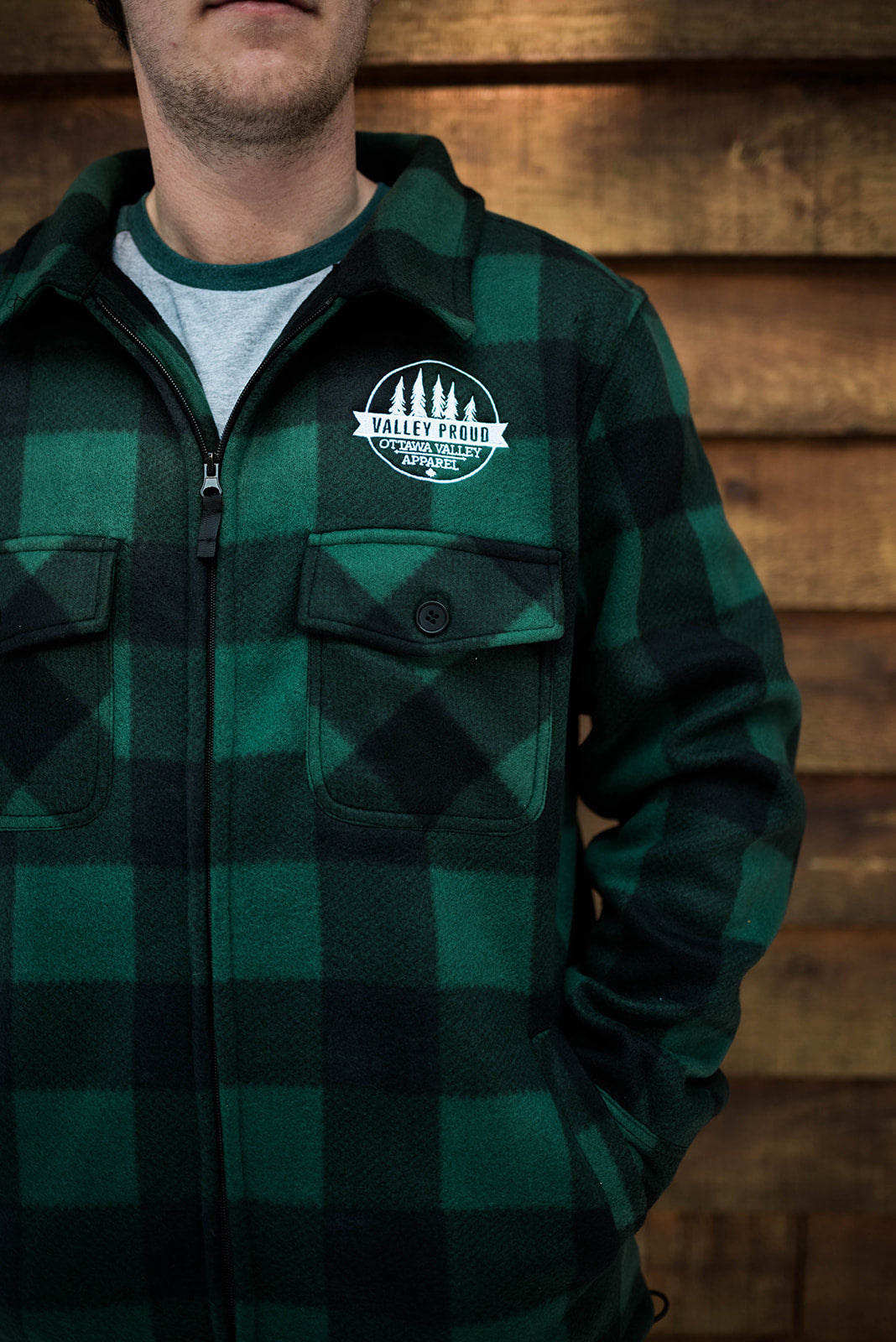 Sherpa Lined Lumberjacket - Forest Green &amp; Black