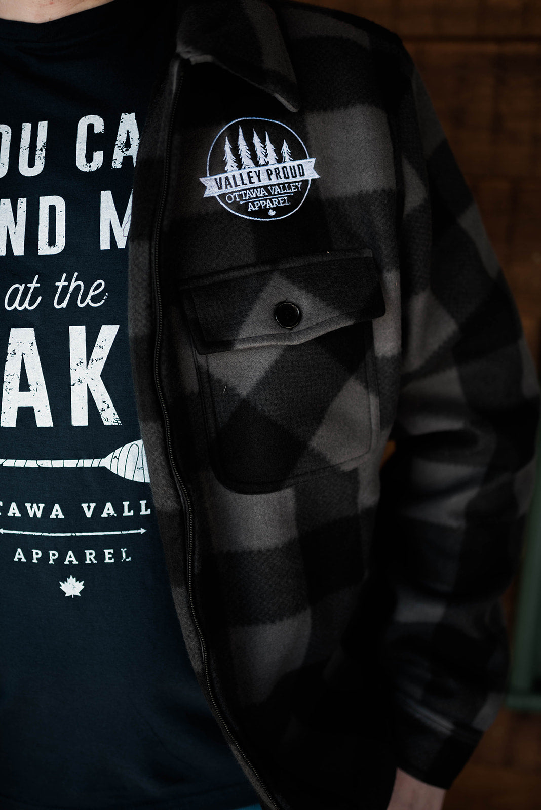 Sherpa Lined Lumberjacket - Grey &amp; Black