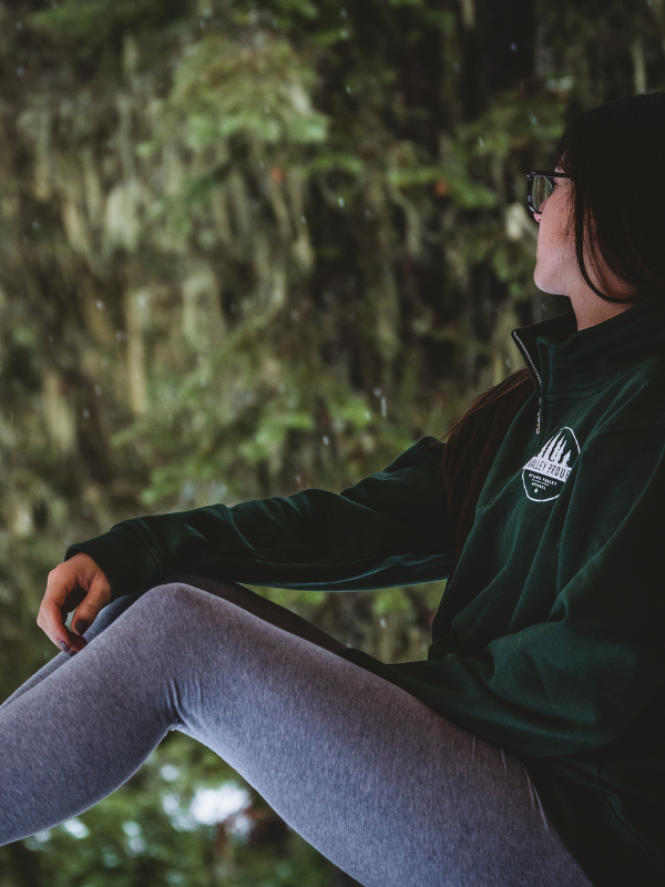 Valley Proud 1/4 Zip - Forest Green &amp; White