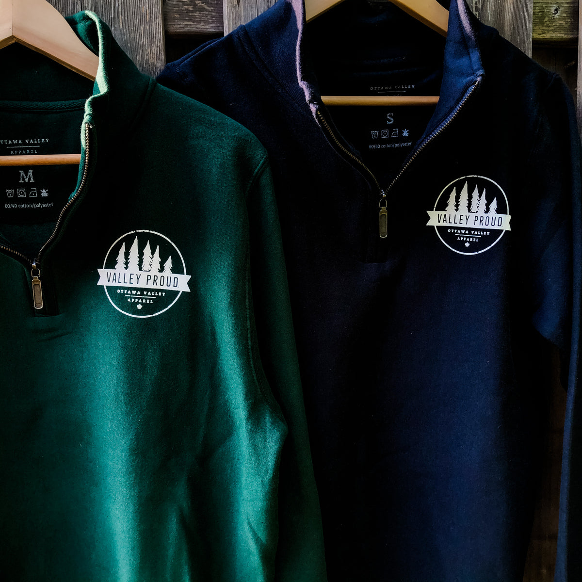 Valley Proud 1/4 Zip - Forest Green &amp; White