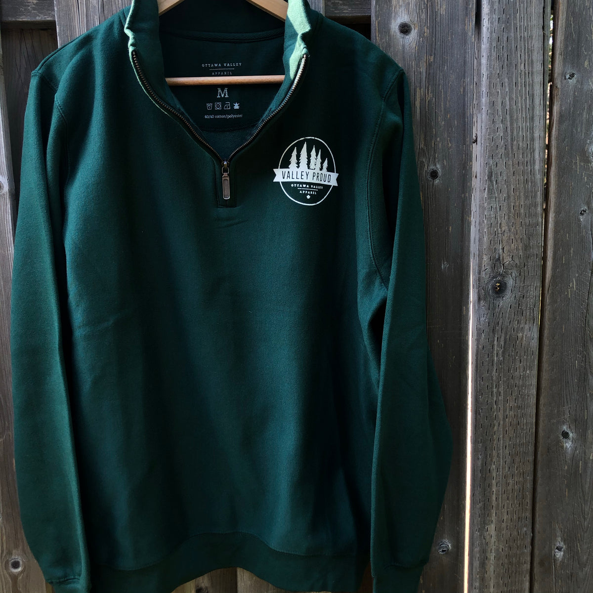 Valley Proud 1/4 Zip - Forest Green &amp; White