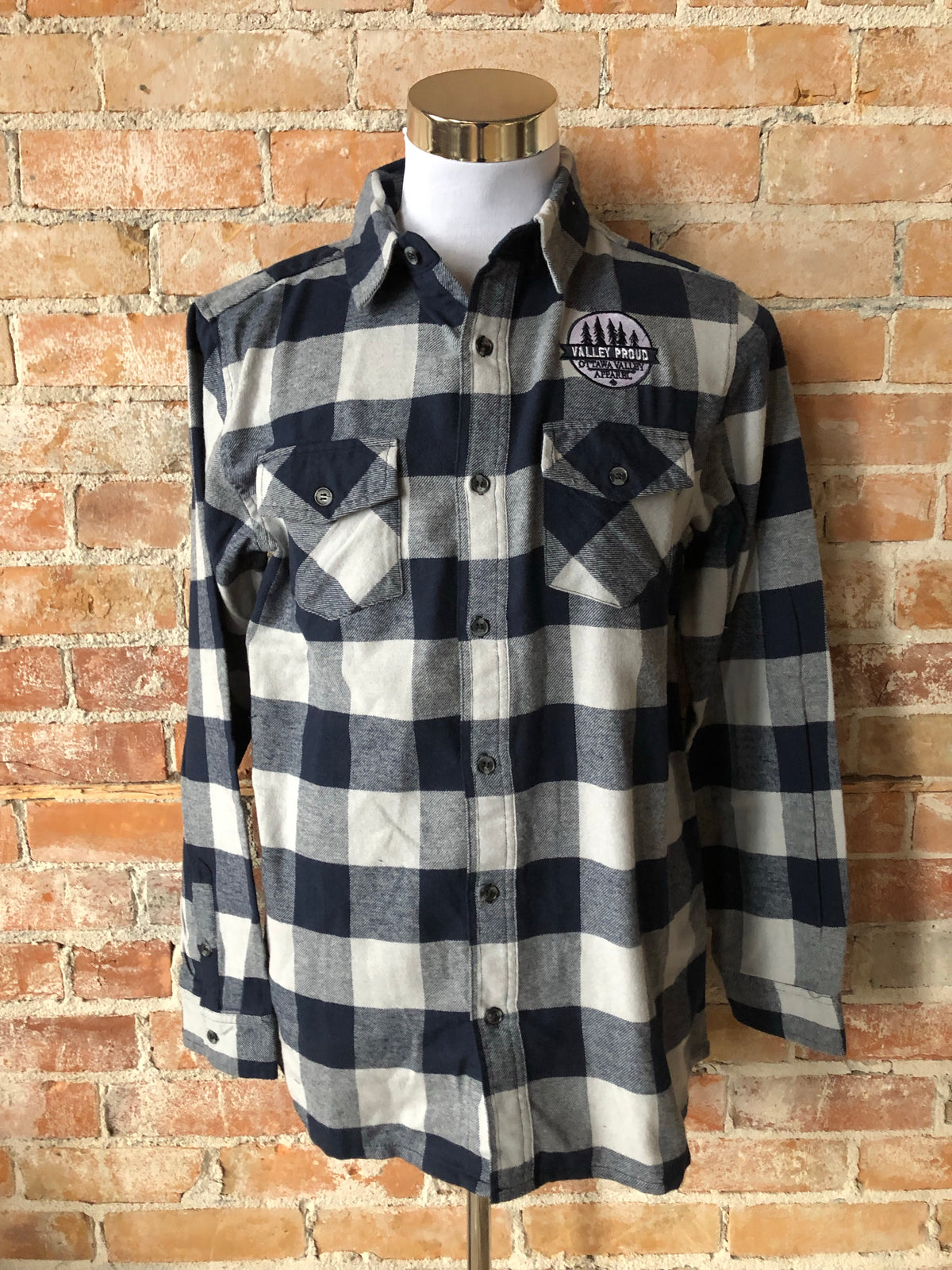 Valley Proud Men’s Flannel Shirt - Navy &amp; Grey
